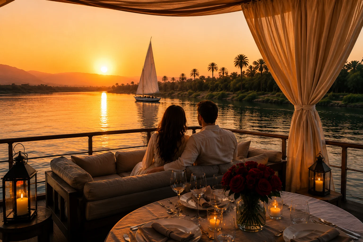 Romantic private dahabiya experience on the Nile