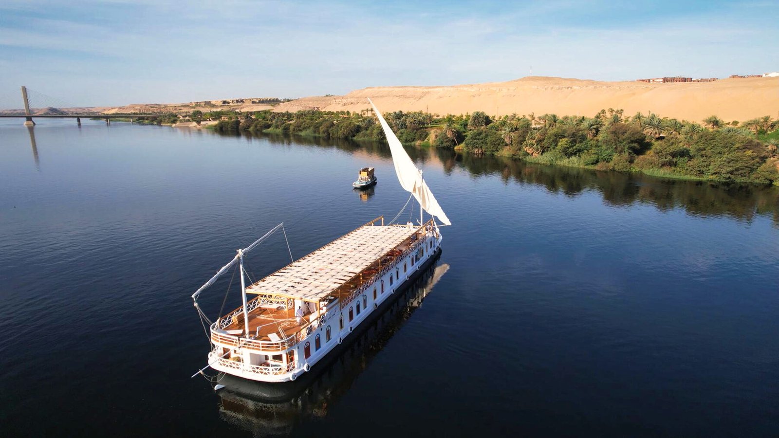 NR-KD dahabiya sailing on the Nile with traditional sails and classic Nubian-style details